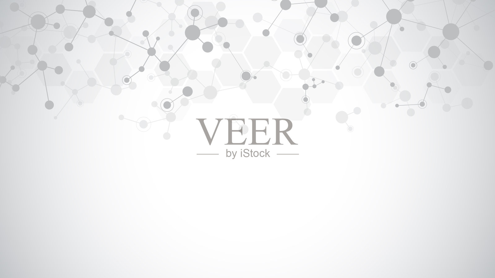 在软灰色背景上的抽象分子。分子结构或DNA链，神经网络，基因工程。科技观念。插画图片素材