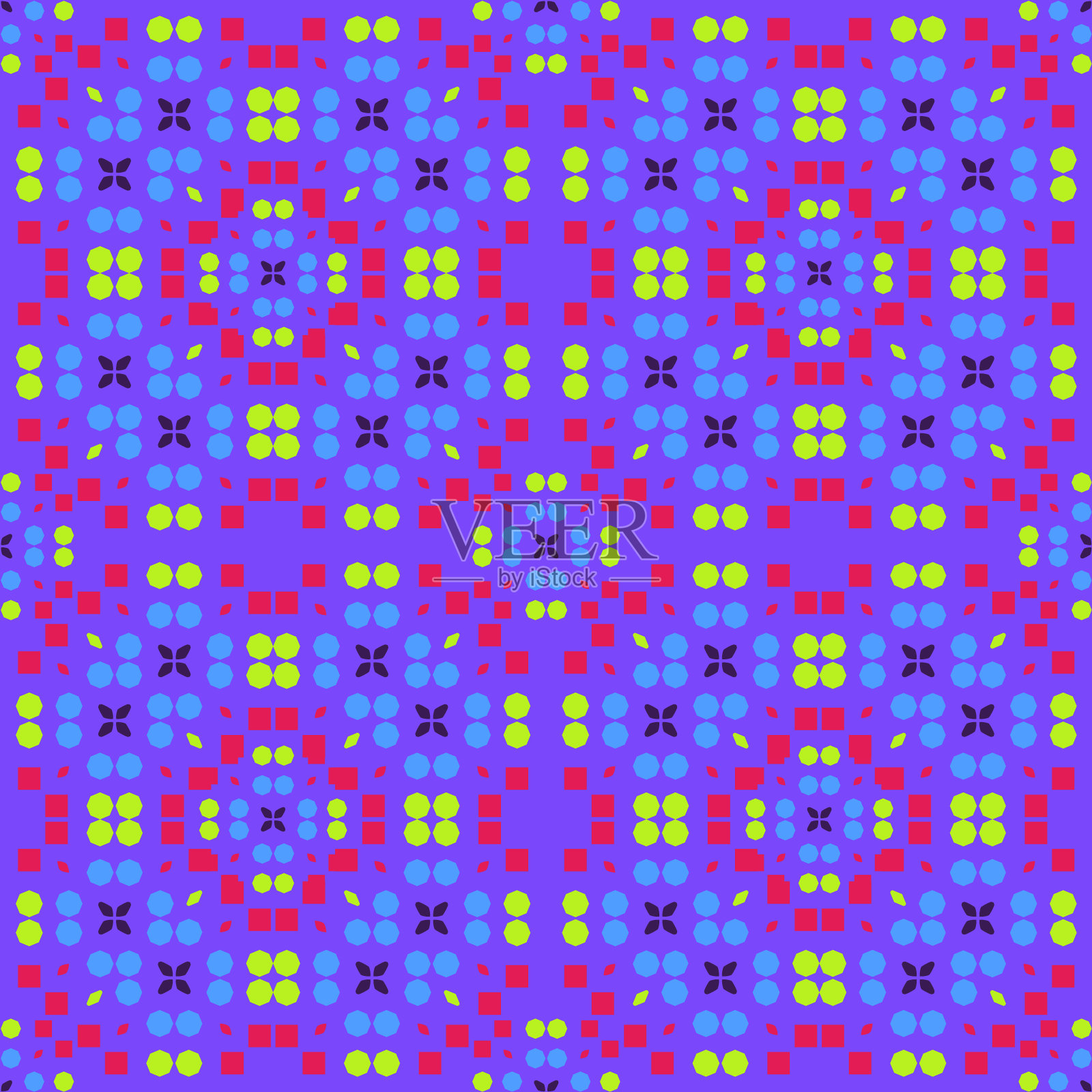 充满活力的简单形状无缝模式插画图片素材