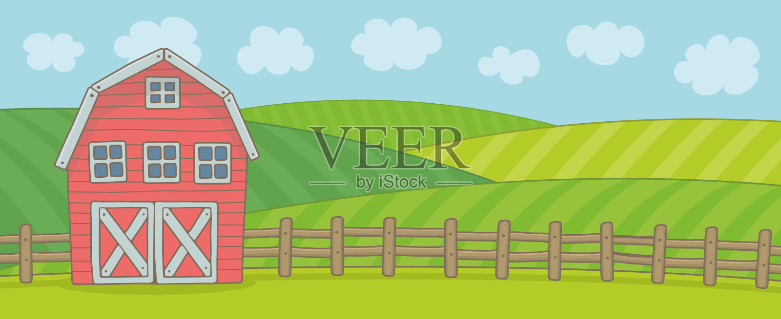 农场的风景插画图片素材