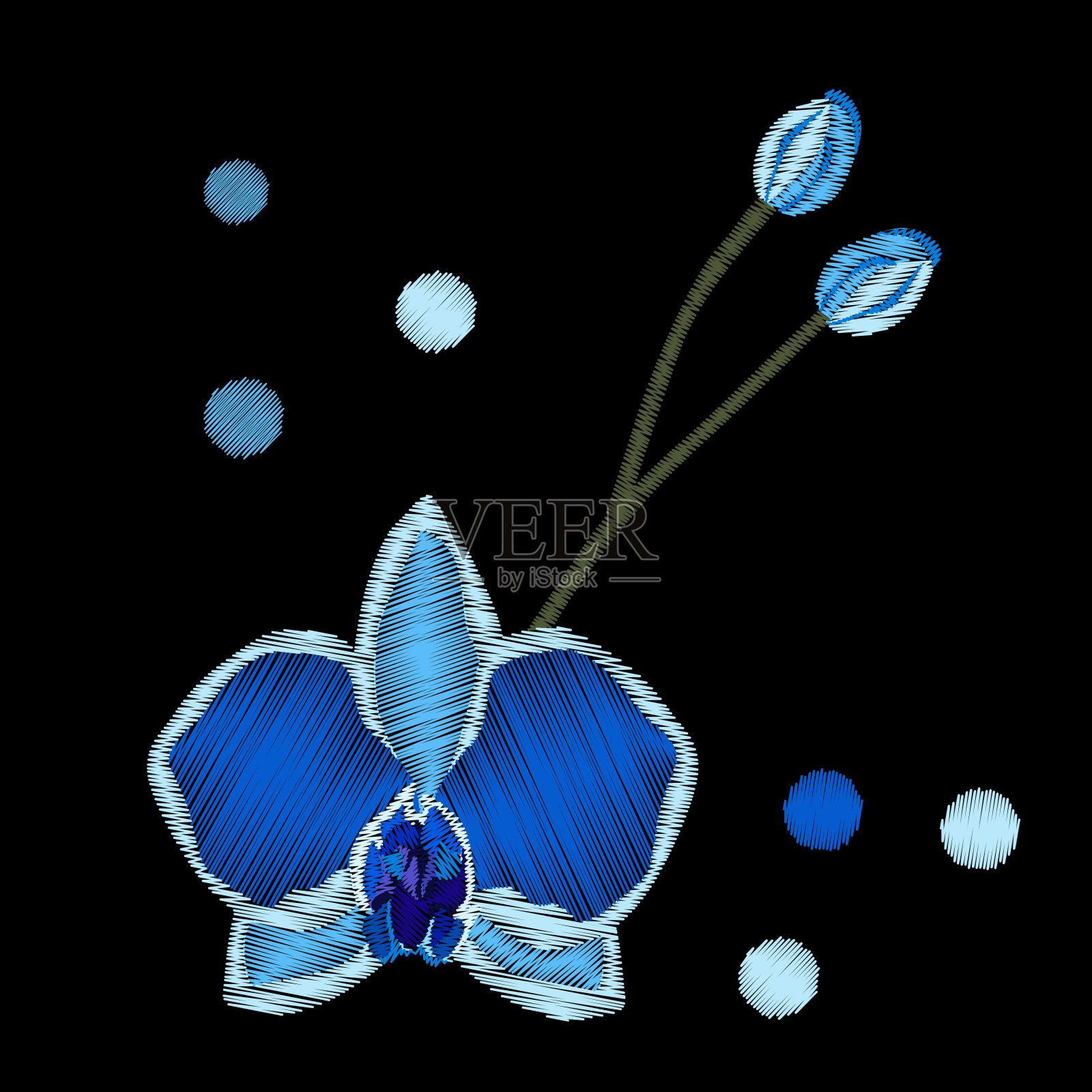 仿花绣针。插画图片素材