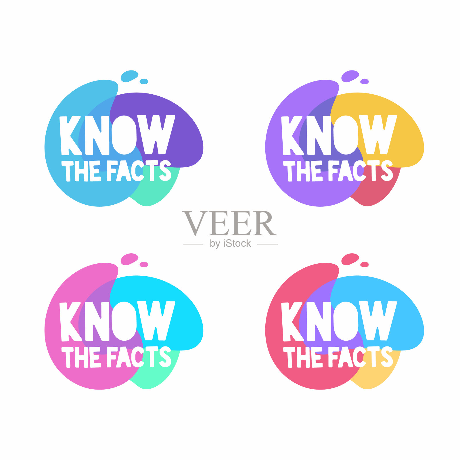 知道事实的话气泡。一套彩色矢量徽章。市场营销，广告，商业横幅。插画图片素材