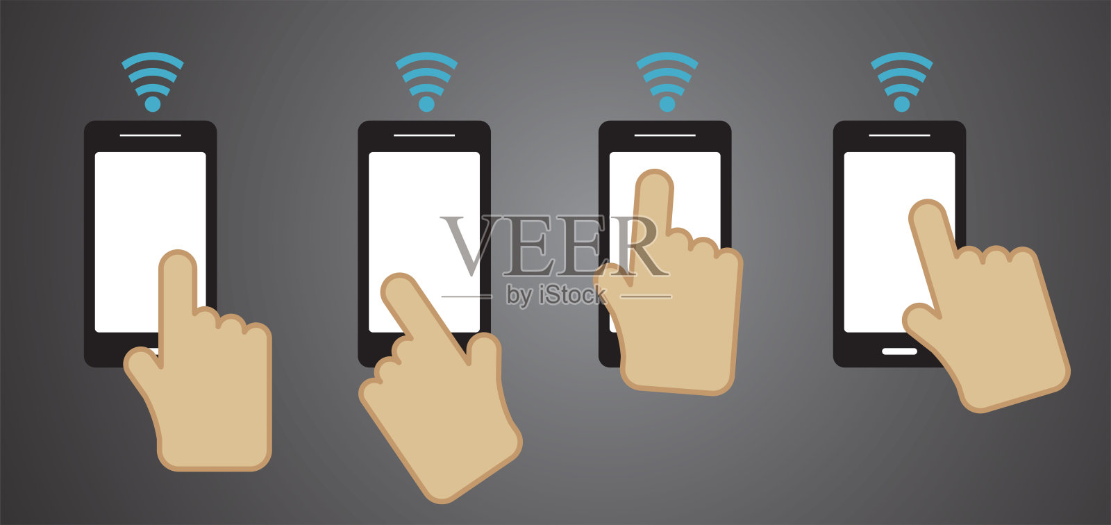 手持黑色智能手机插画图片素材