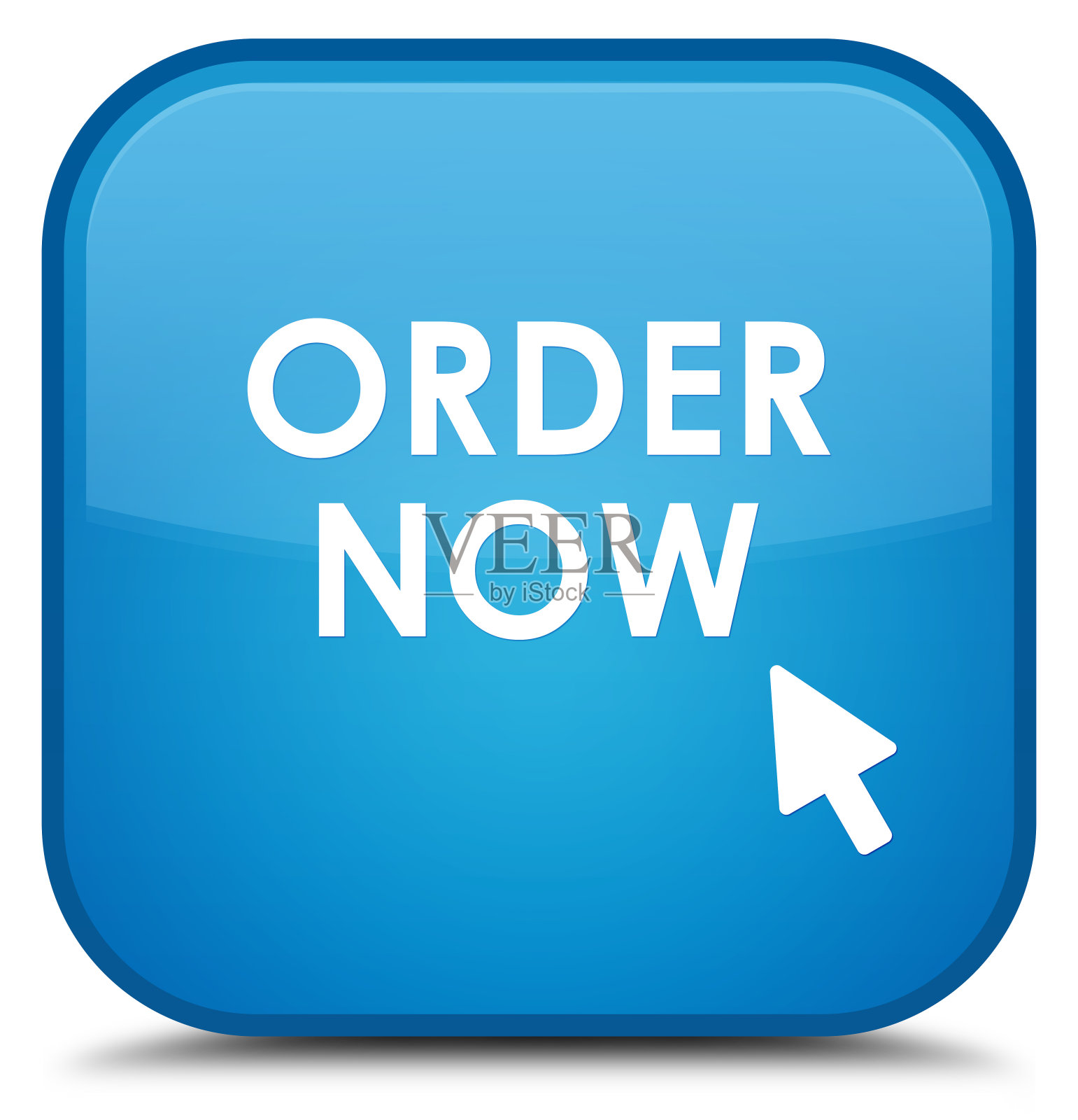 现在订购特殊青蓝方形按钮插画图片素材