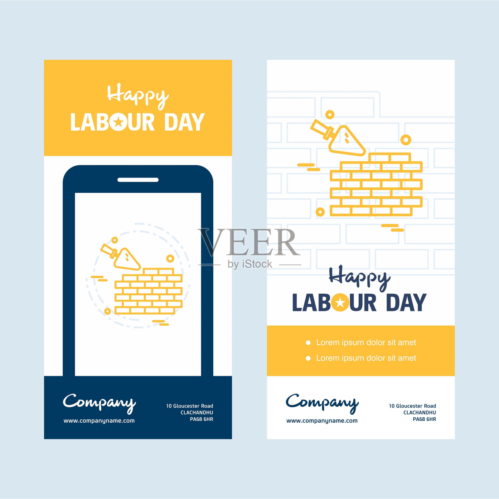 劳动节快乐设计以黄色为主题向量设计模板素材