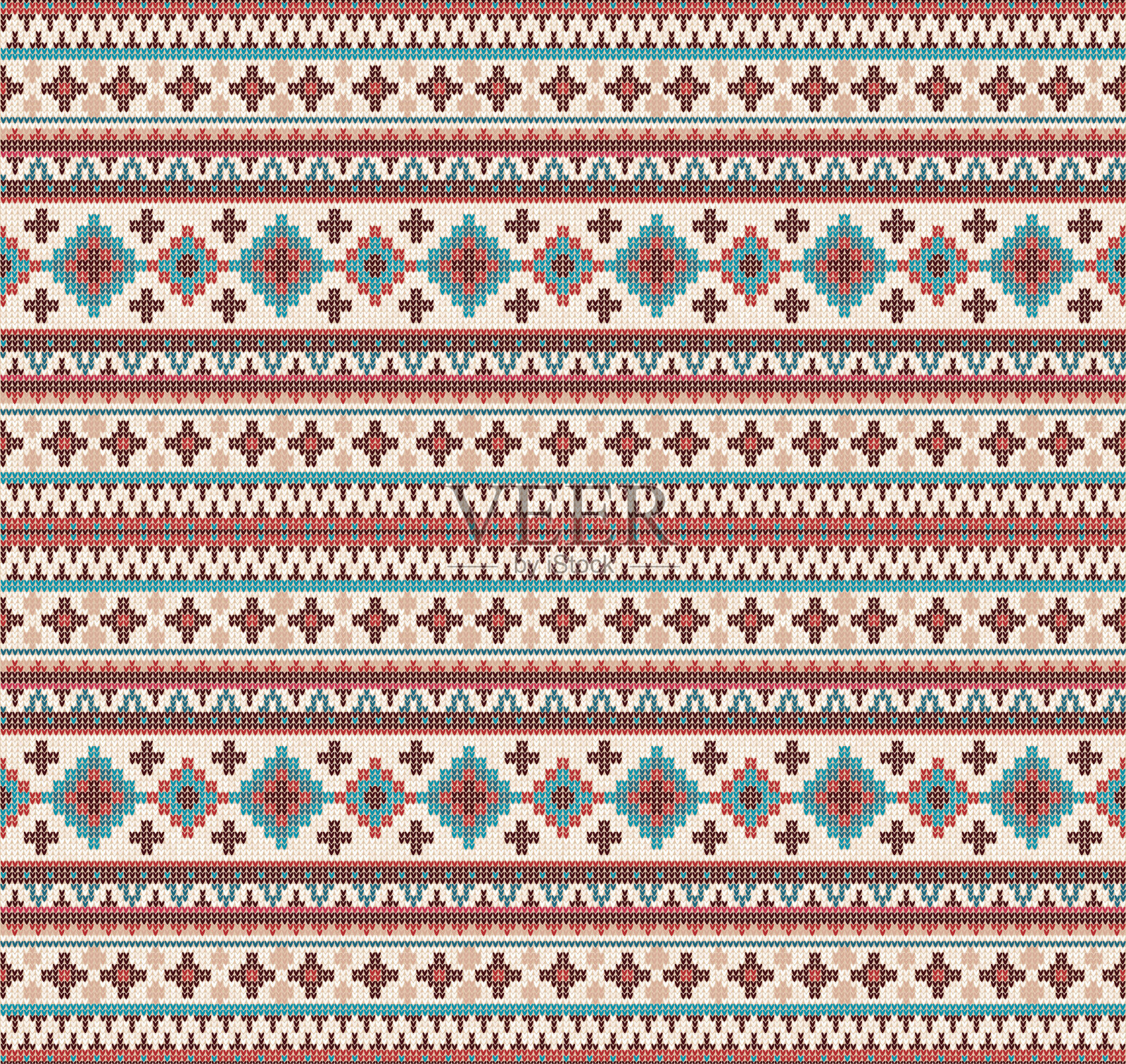 针织印度地毯佩斯利装饰无缝图案。民族曼荼罗打印插画图片素材