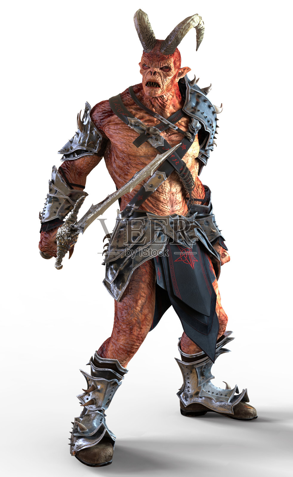 3D插图角恶魔怪物孤立在白色的背景照片摄影图片