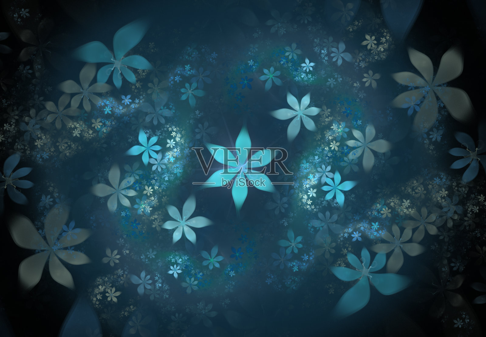 极简抽象的春天花背景。分形花抽象图案与花卉元素照片摄影图片