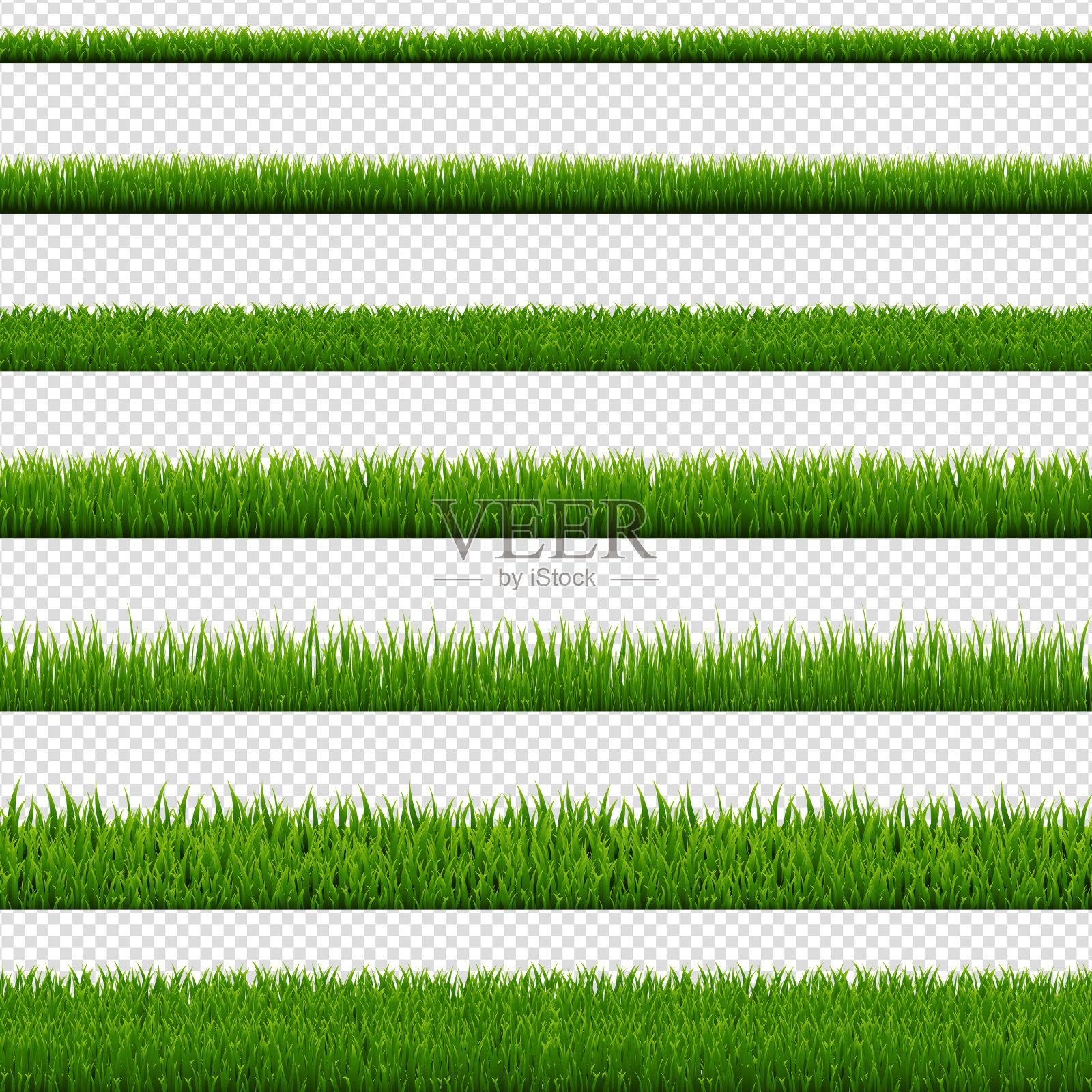 绿草边框和透明背景插画图片素材