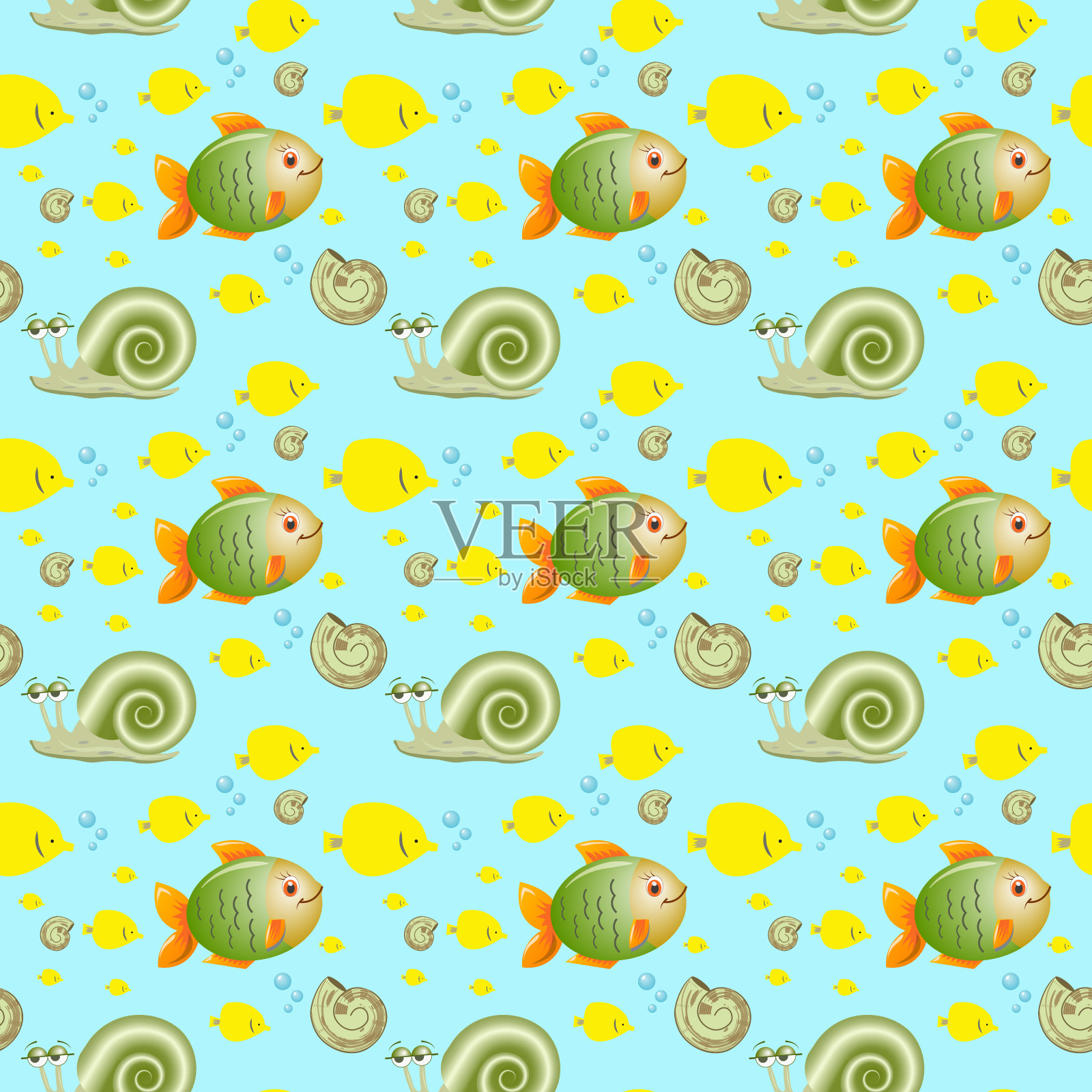 海洋生物-无缝纹理背景或剪贴簿插画图片素材