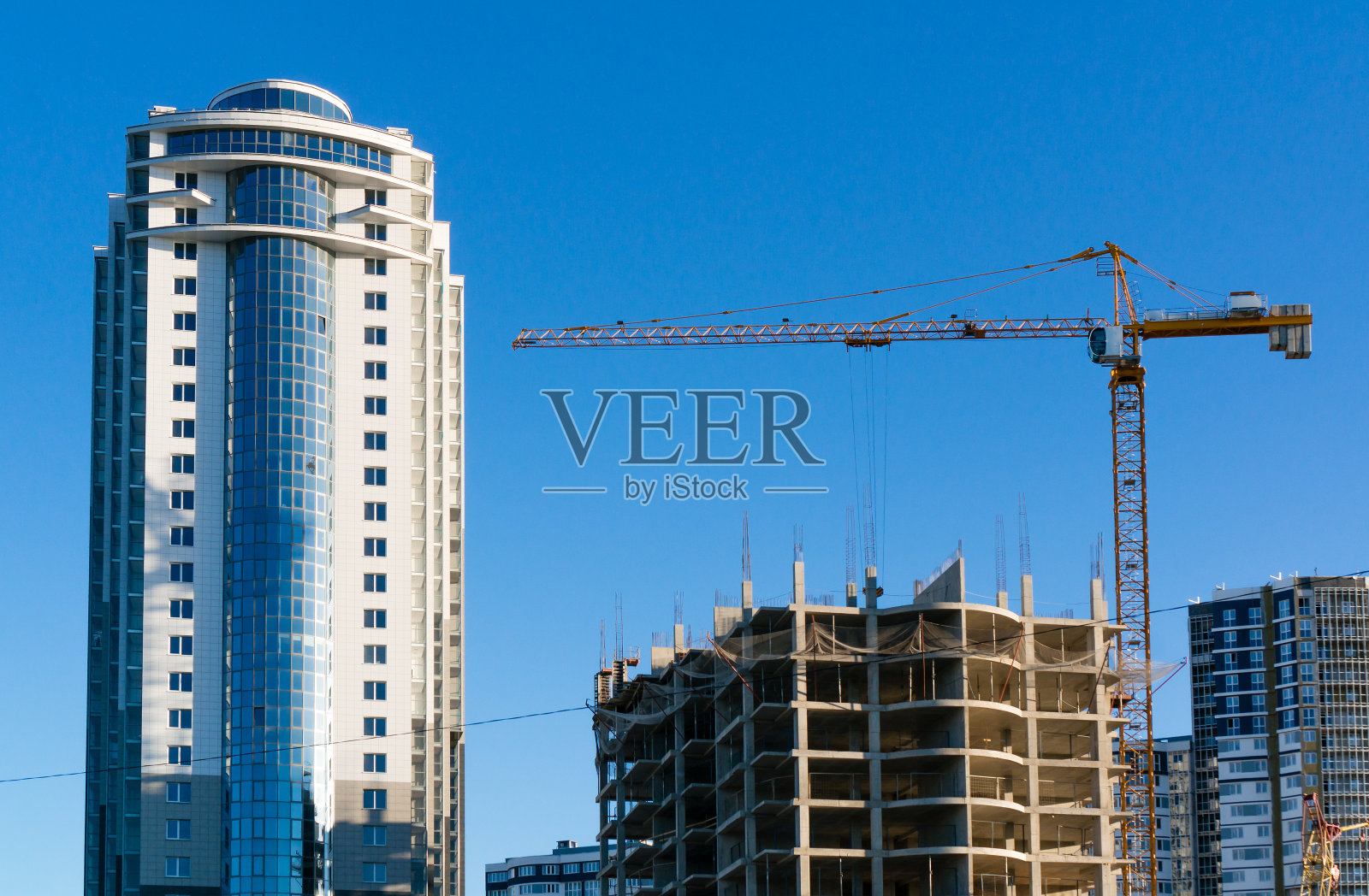 起重机施工现场照片摄影图片