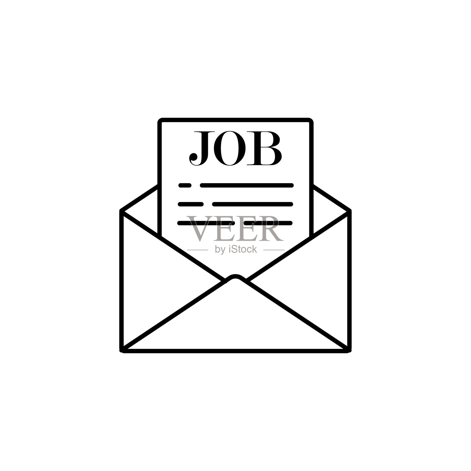 在信封里工作。移动概念和web应用程序的工作面试图标元素。细线提供的工作在信封可以用于网络和移动插画图片素材