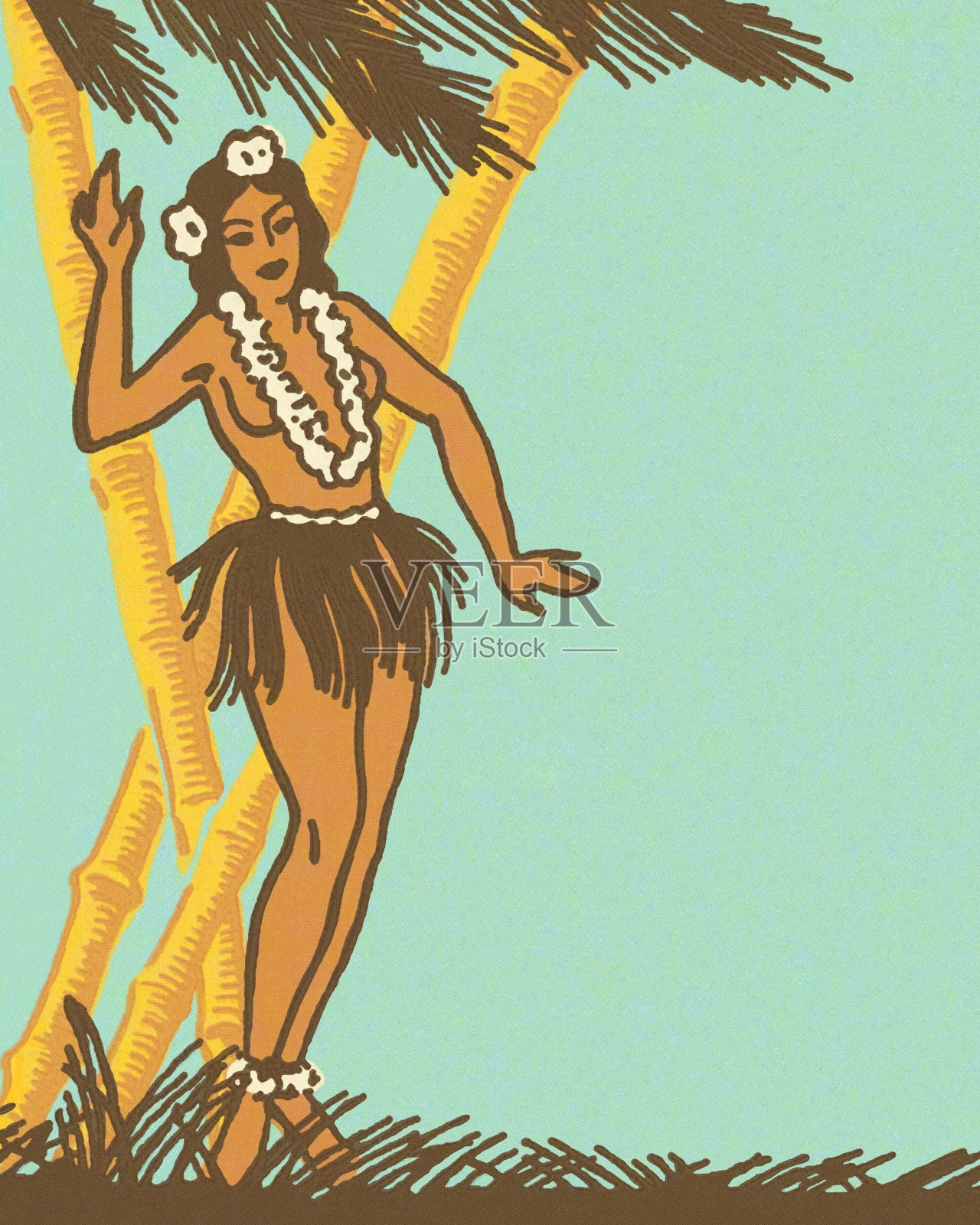 夏威夷的女人插画图片素材