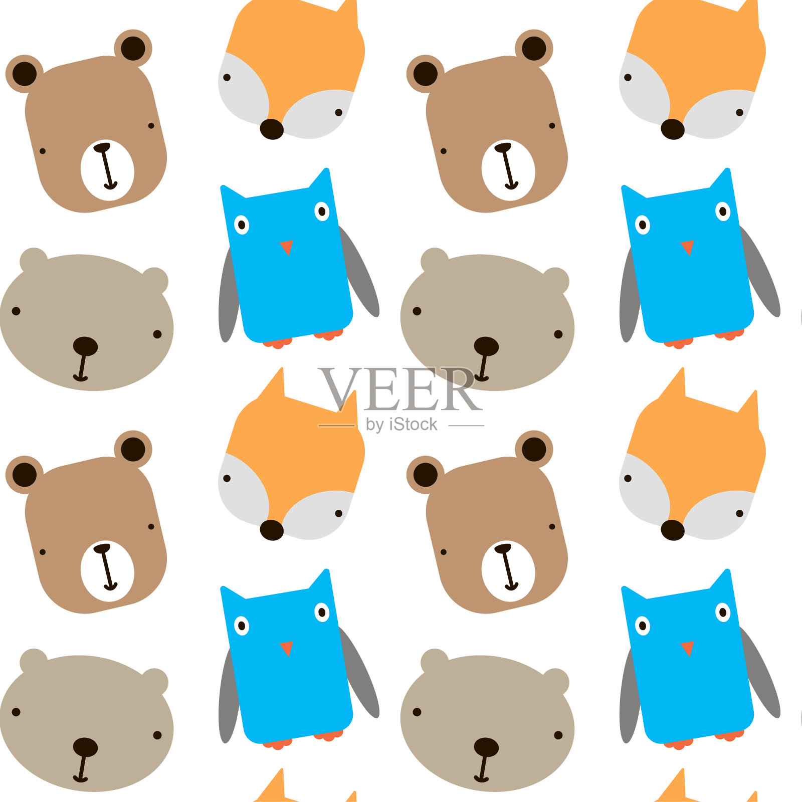 动物图案无缝几何设计插画图片素材