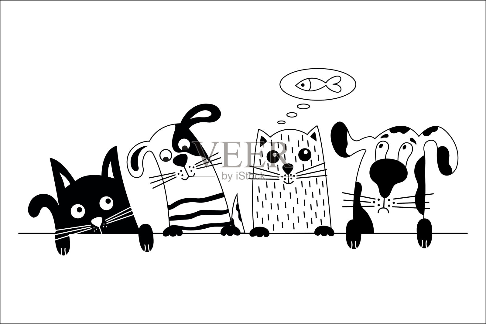 有趣的狗和可爱的猫最好的朋友。设计元素图片