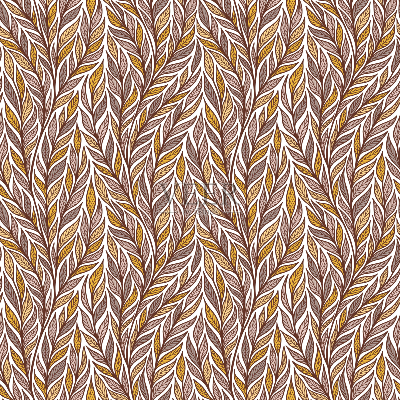 手绘图案与装饰花卉装饰。程式化的五颜六色的分支。夏春背景，自然收藏。矢量图插画图片素材