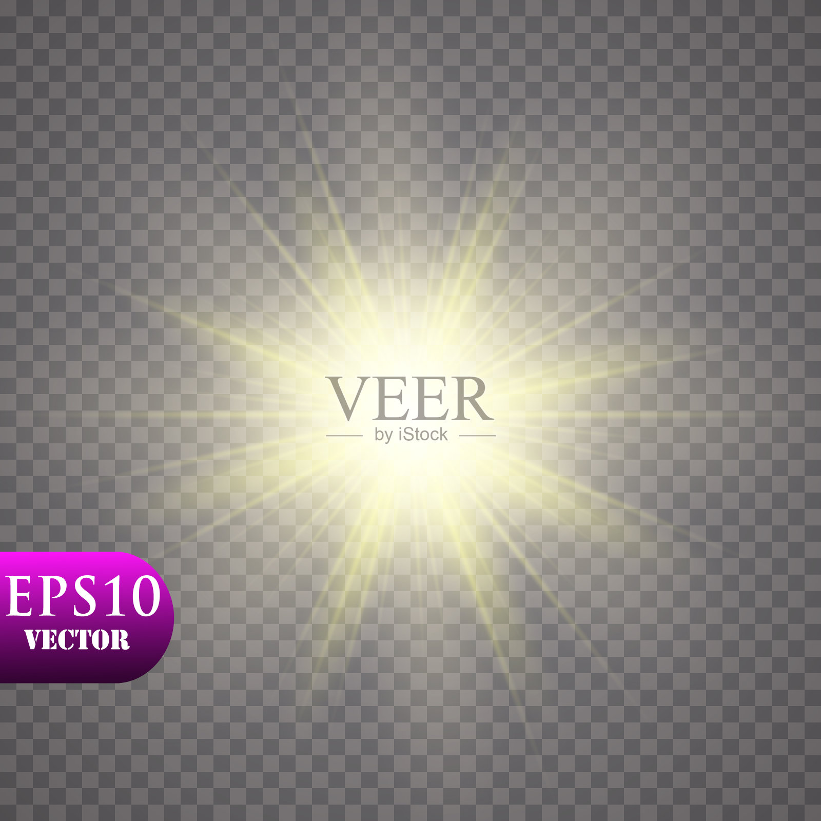 发出光的效果。星光闪耀在透明的背景上。矢量插图。太阳设计元素图片