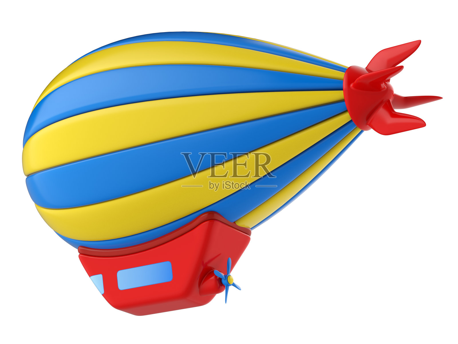 玩具飞艇孤立在白色背景。3 d渲染。照片摄影图片