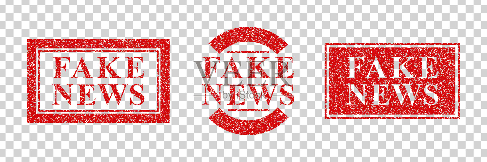 向量集的真实孤立垃圾垃圾橡胶印章假新闻的模板装饰透明的背景。插画图片素材