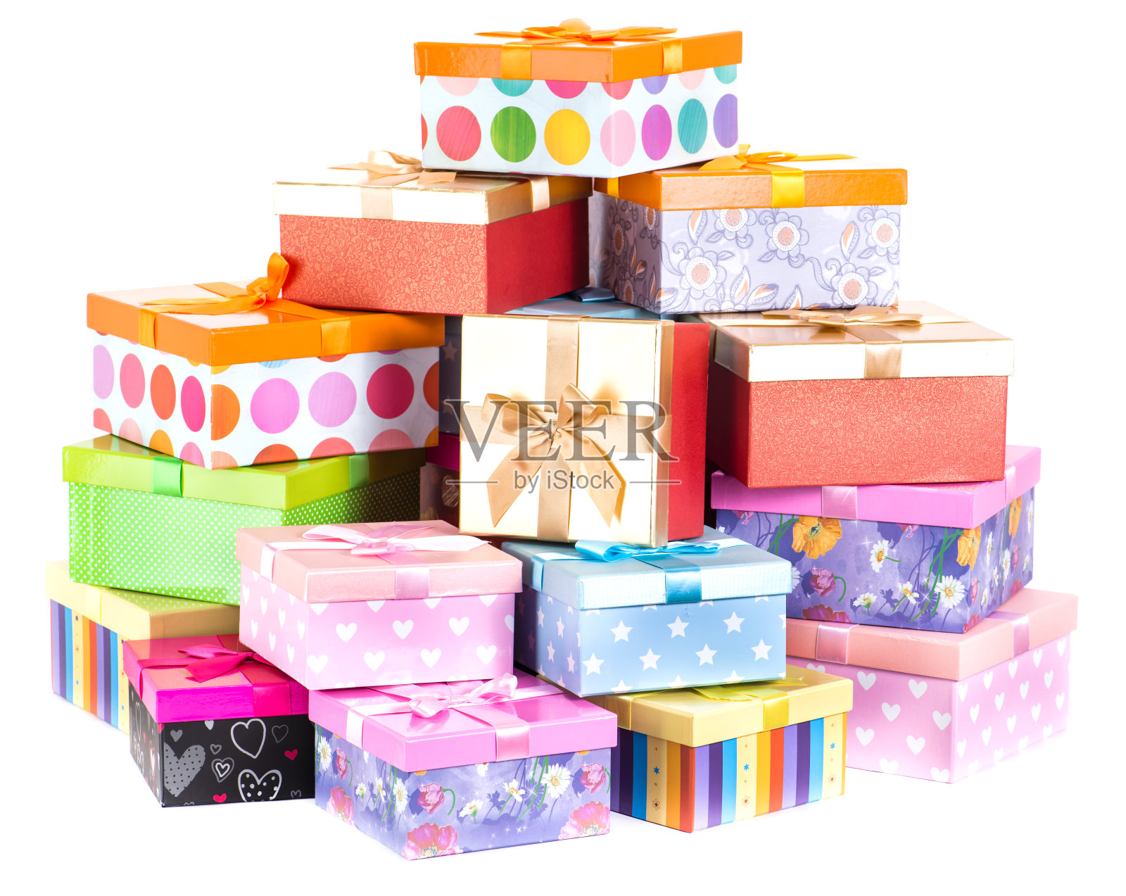 装上带蝴蝶结的礼盒照片摄影图片