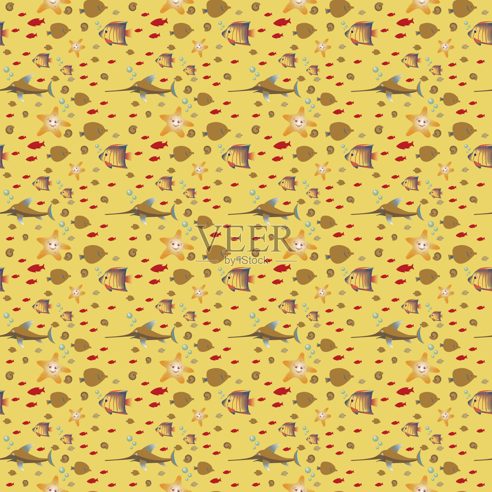 海洋生物-质地无缝的热带鱼插画图片素材