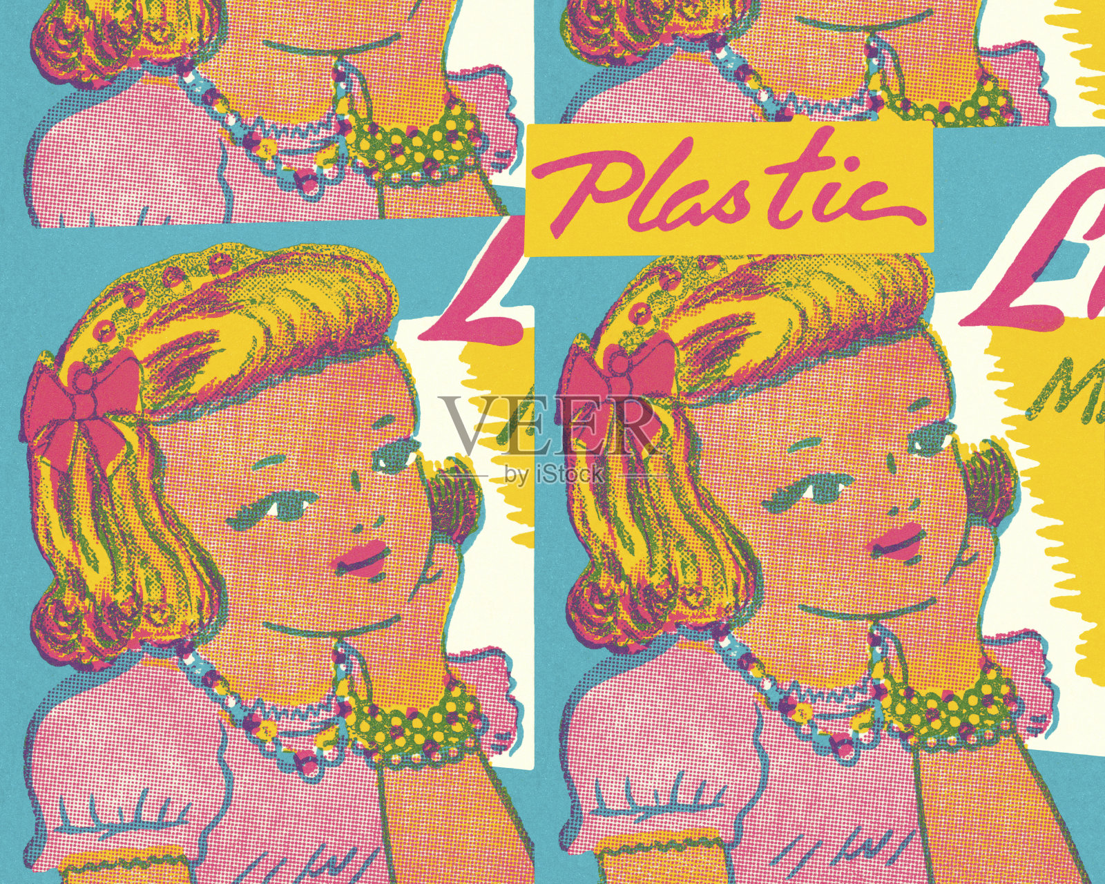 重复年轻女孩的模式插画图片素材