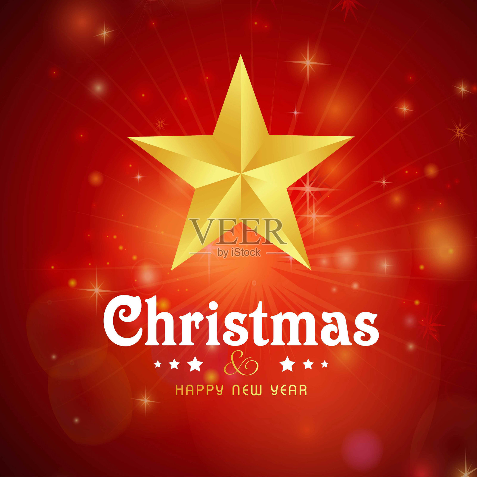 红色背景和星星的圣诞卡插画图片素材