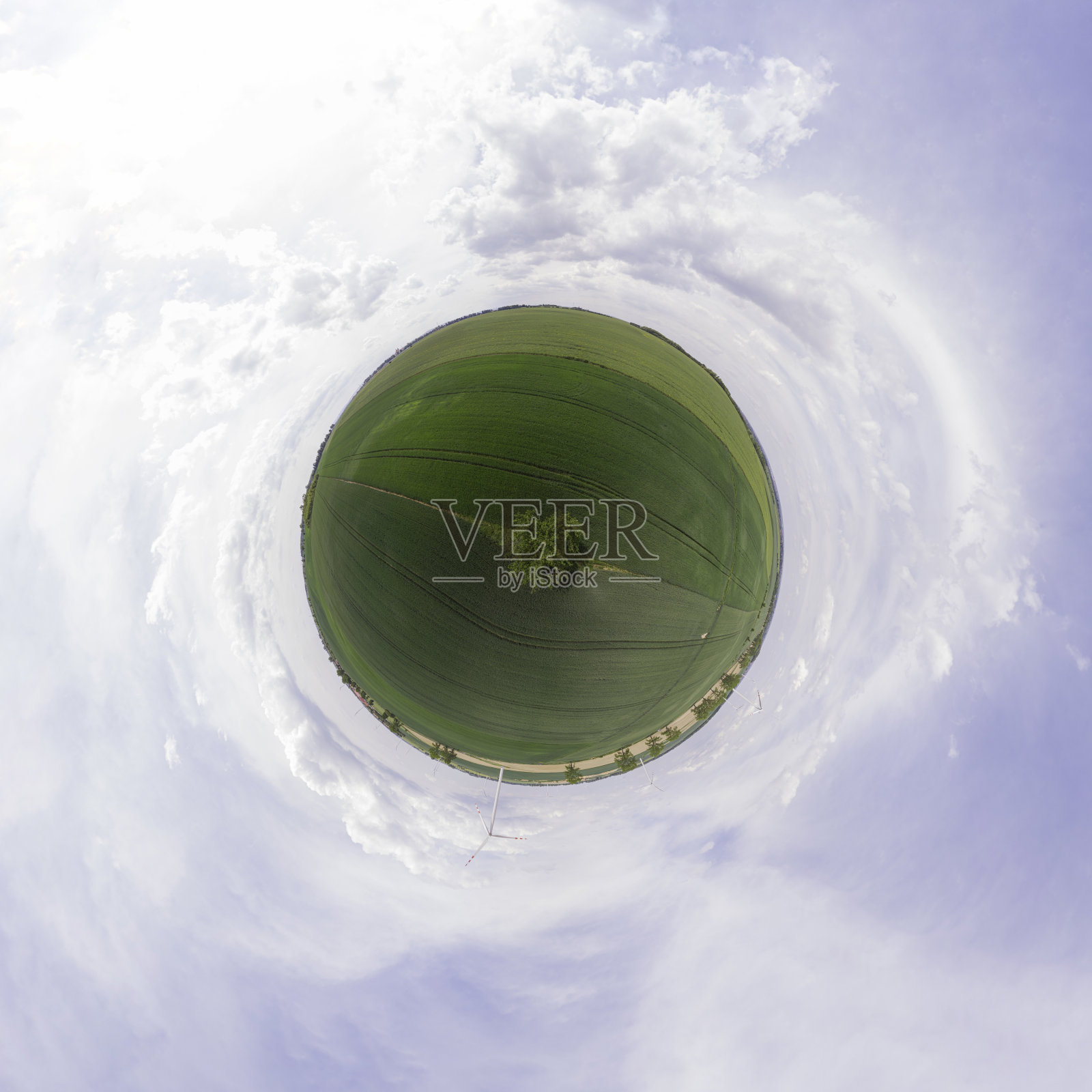 风力发电的乡村景观(360度全景)照片摄影图片