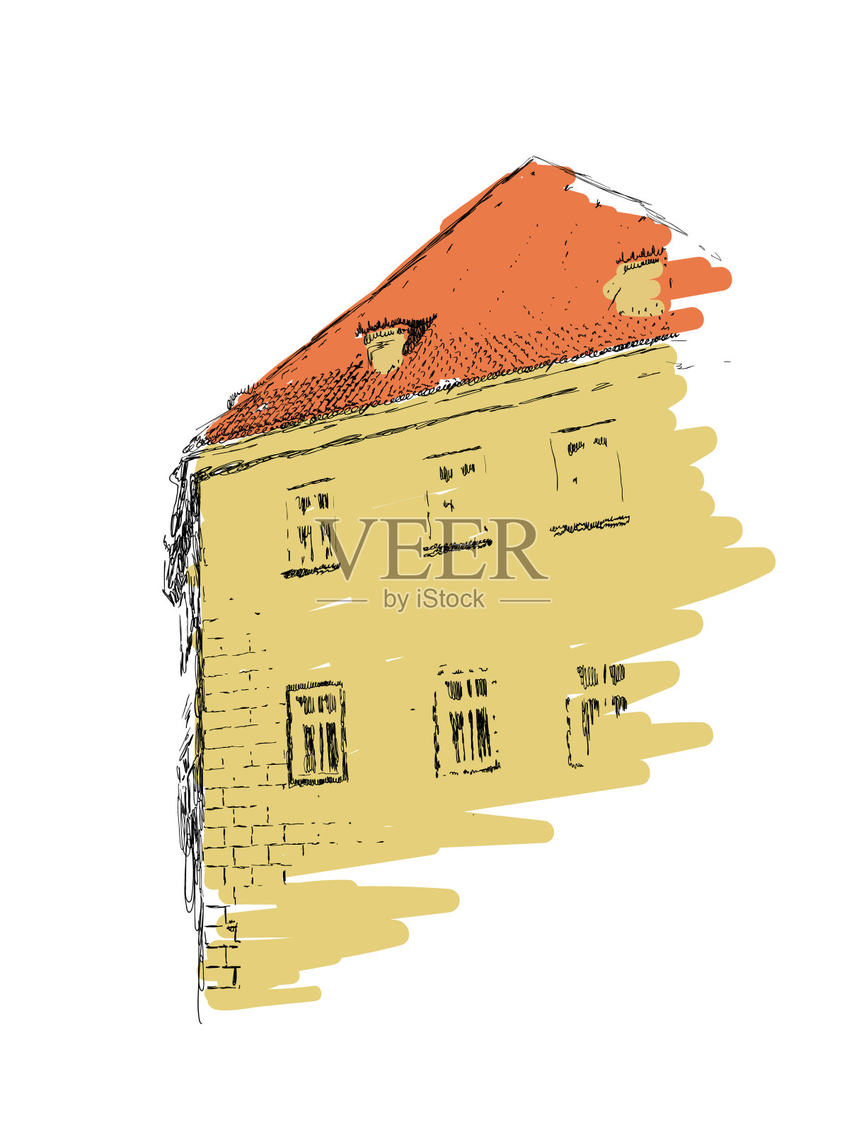 欧洲建筑的矢量草图手绘插图在白色的背景插画图片素材