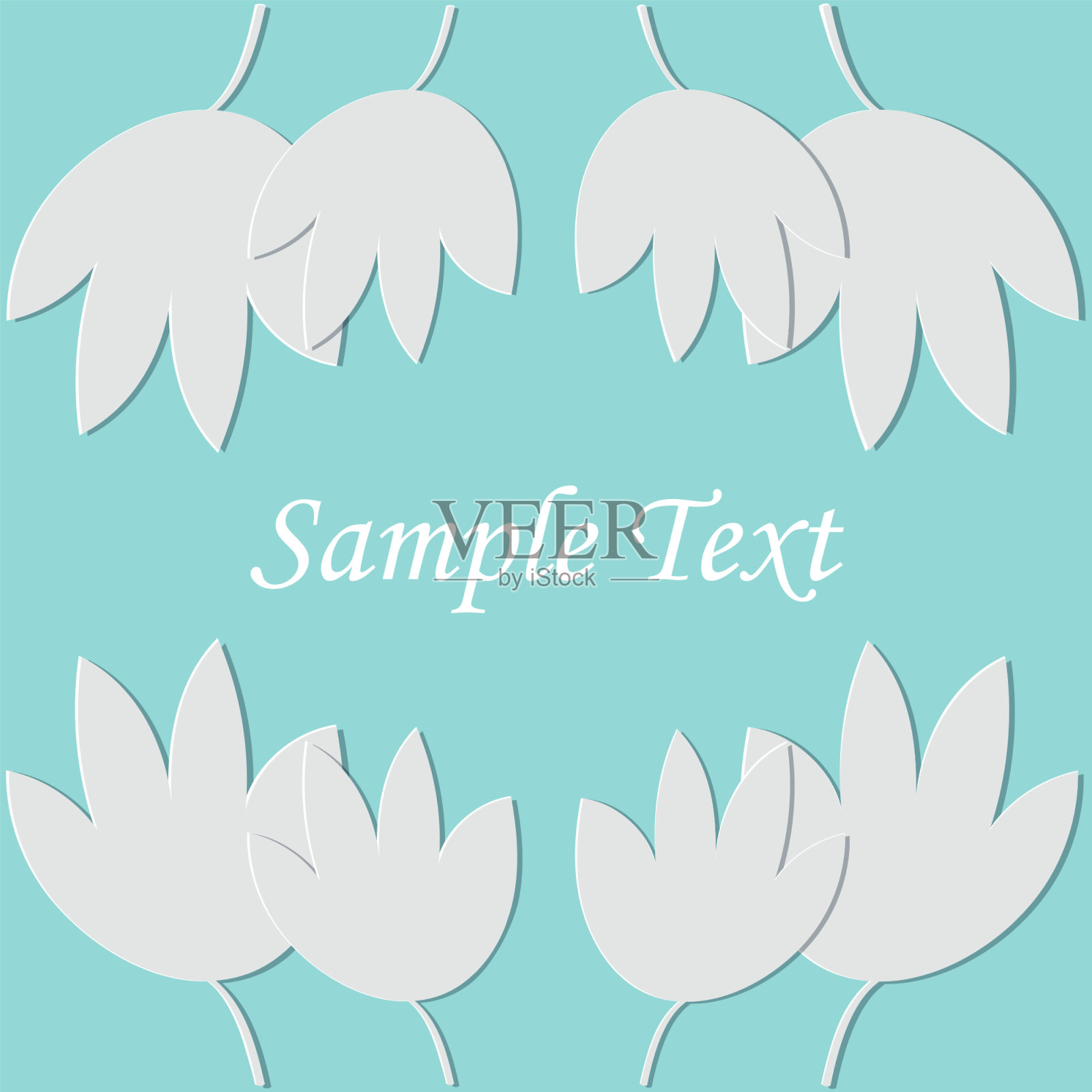 图案与美丽的白色飘落的叶子。秋天的背景。现实时尚的工艺风格。折纸设计模板。向量EPS10。插画图片素材