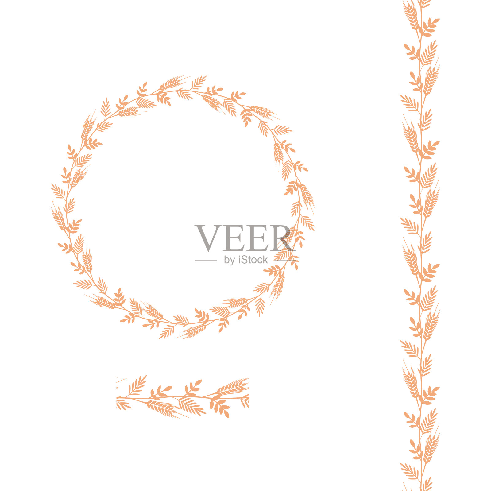 小麦叶无缝刷环图案插画图片素材