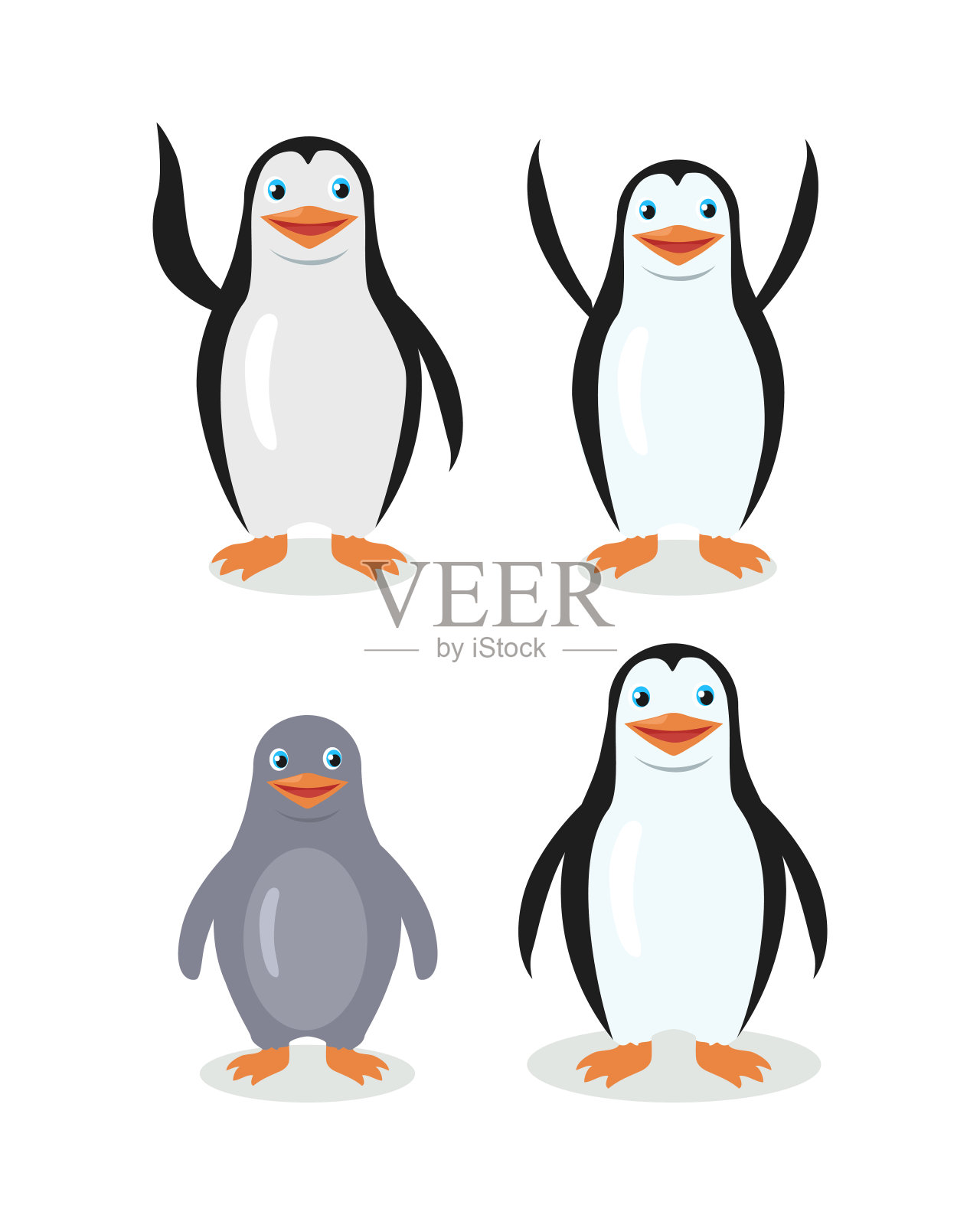有趣的帝企鹅孤立在白色插画图片素材