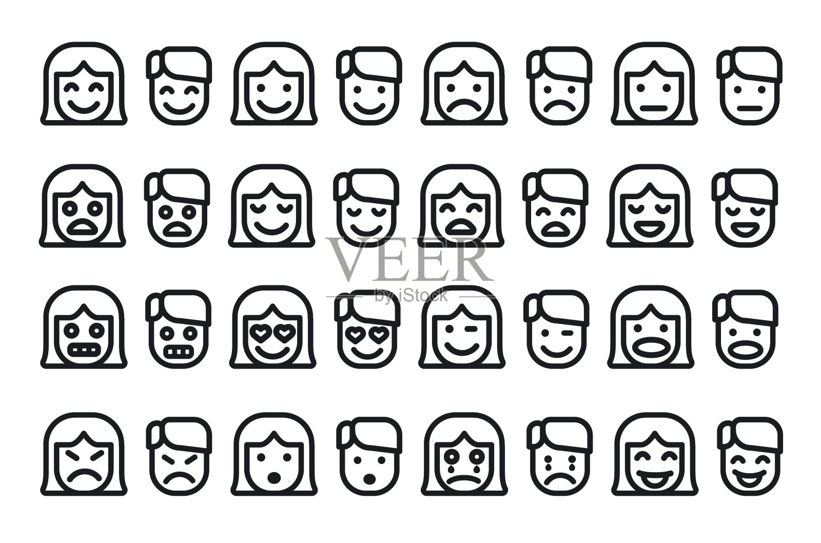 人类表情集图标素材