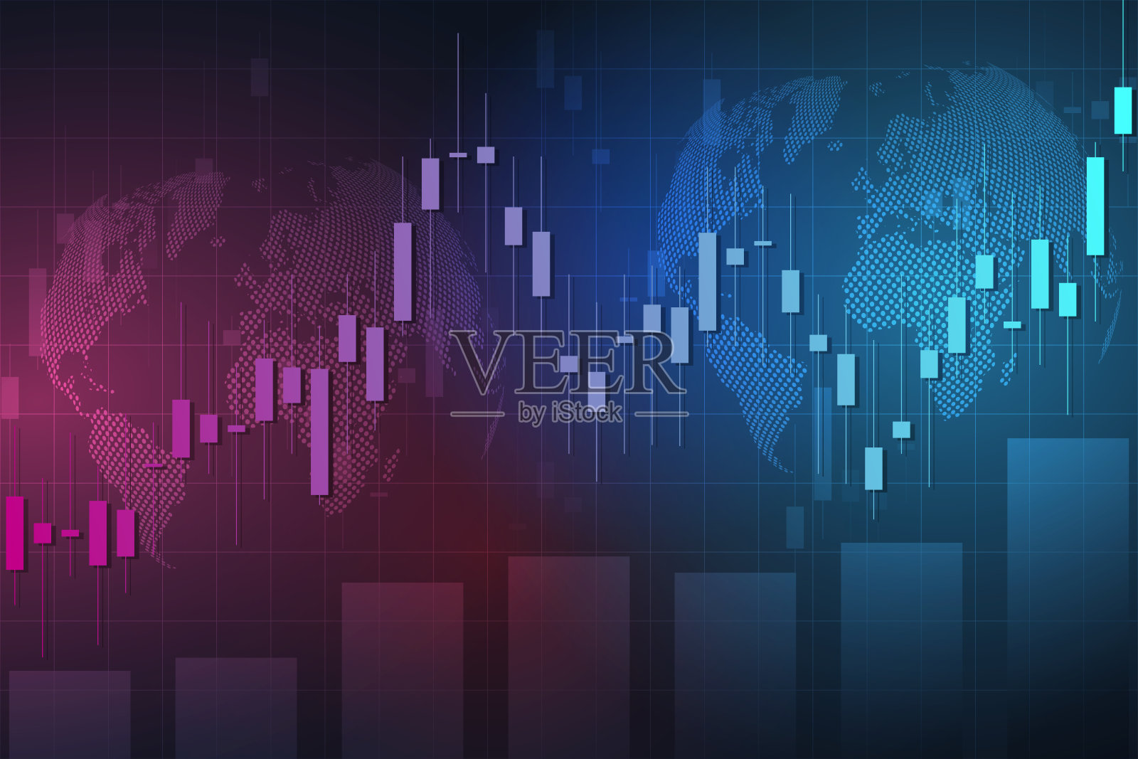 业务蜡烛条图股票市场投资交易图表，看涨点，看跌点，为业务和金融概念，报告和投资。矢量图插画图片素材