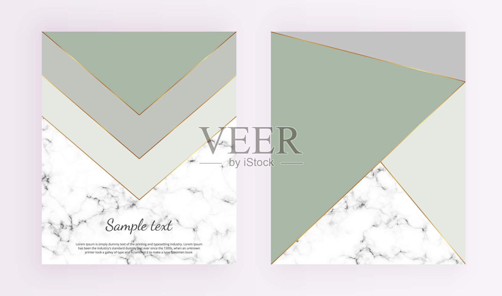 几何封面设计，三角形与金色，绿色和灰色的颜色和大理石纹理背景。设计模板邀请，卡片，横幅，婚礼，宝宝送礼会，海报，派对，设计模板素材