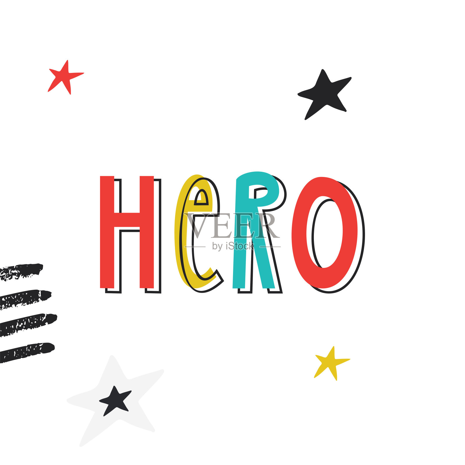 超能力-可爱和有趣的孩子字母。完美的婴儿印花和托儿所海报。彩色矢量图插画图片素材