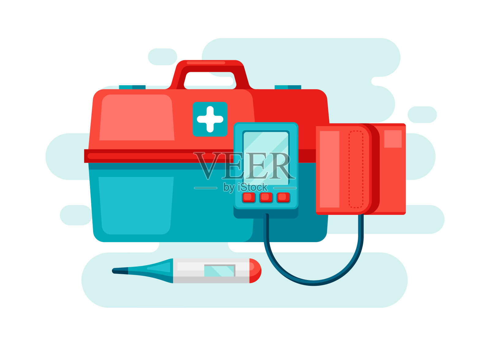 急救箱设备背景。插画图片素材