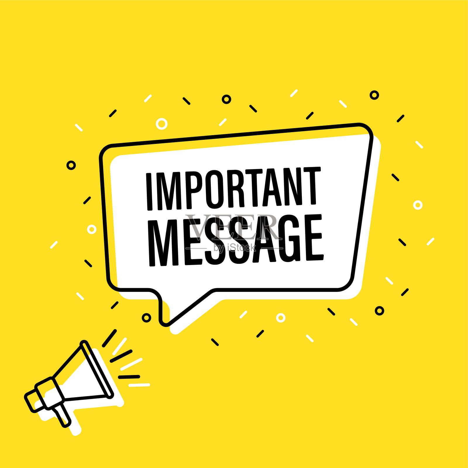 男手拿着扩音器与重要信息讲话气泡。扬声器。横幅为企业，营销和广告。矢量插图。插画图片素材