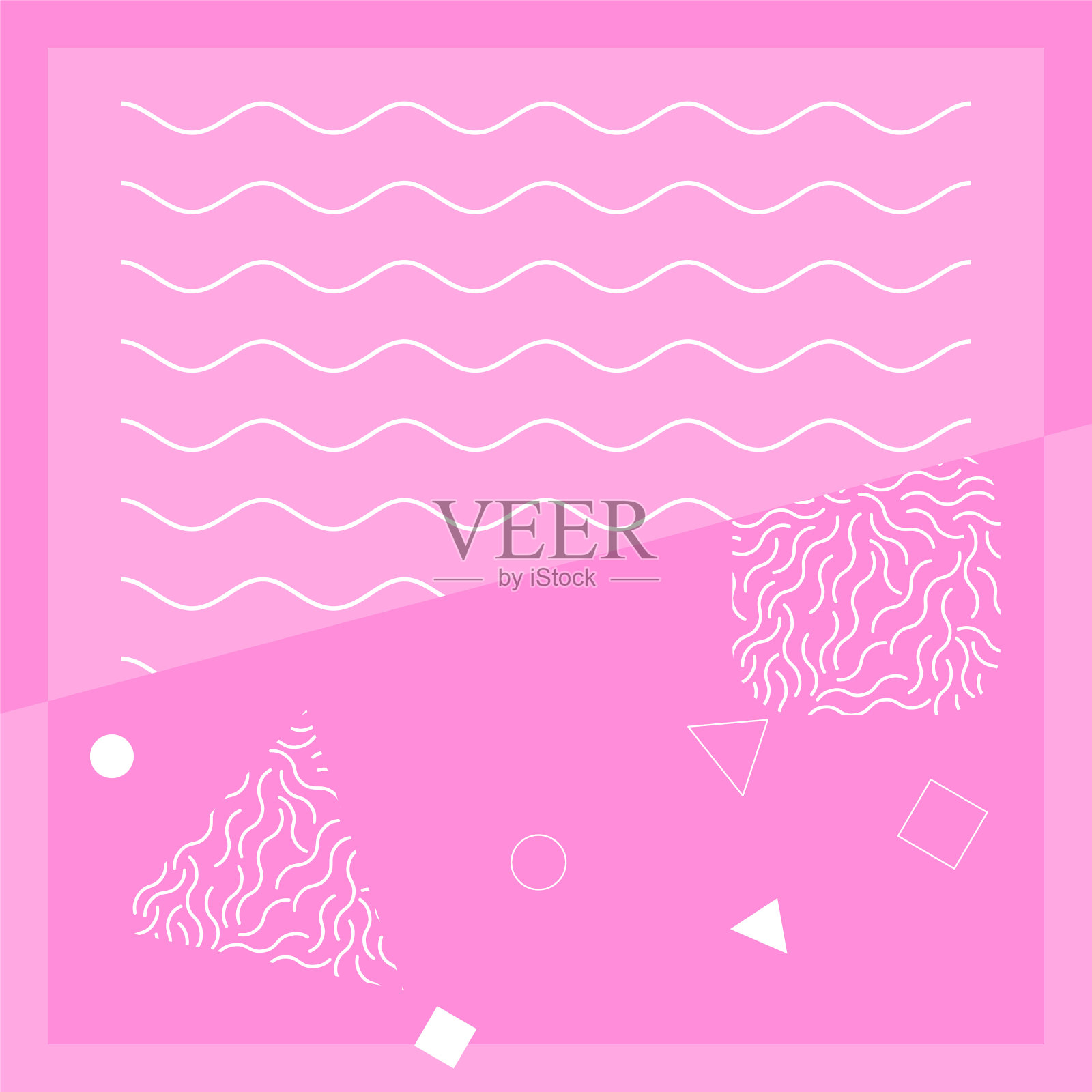 夏季孟菲斯图案几何旗帜概念背景插画图片素材