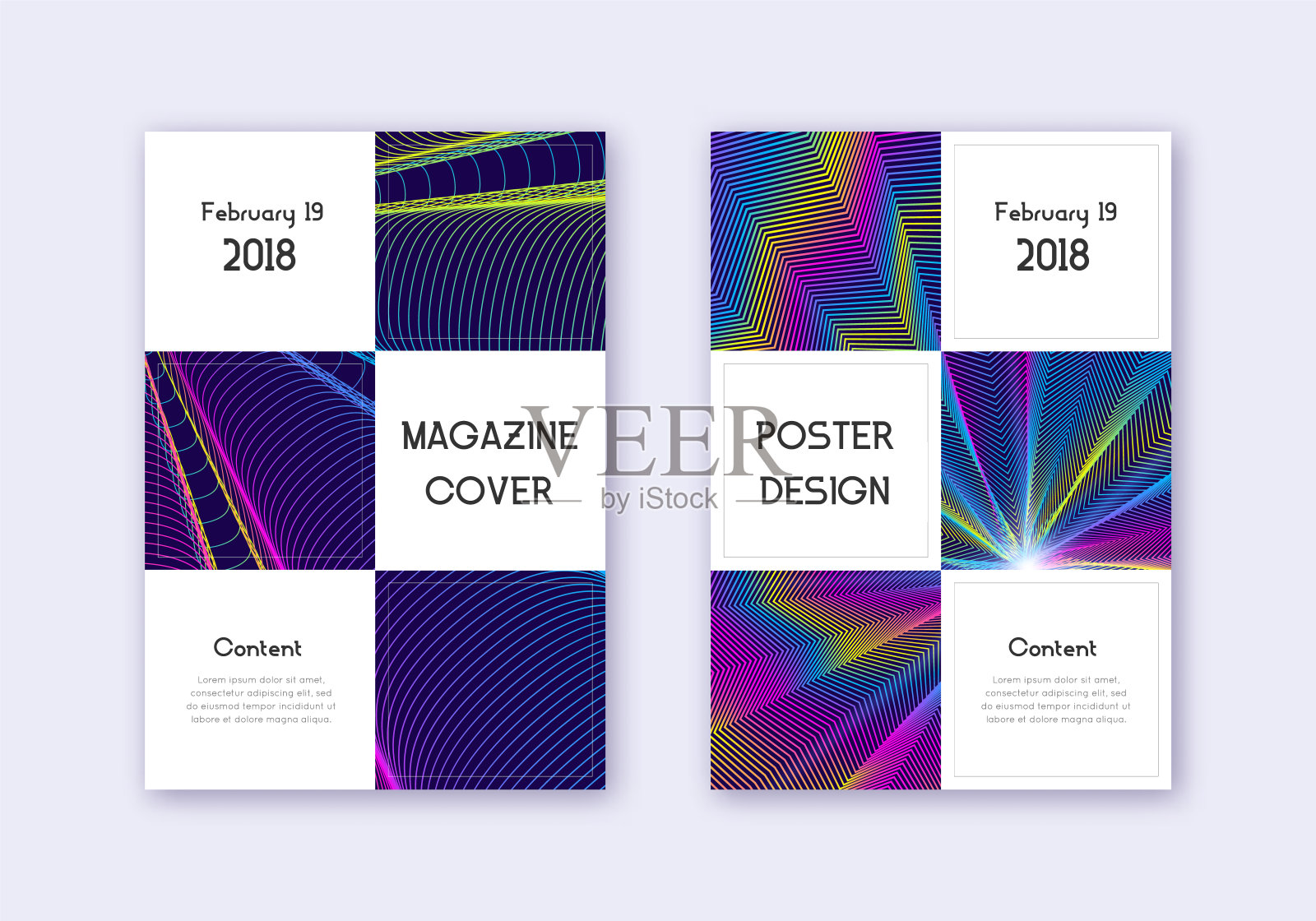 商业封面设计模板集。彩虹abstra设计模板素材