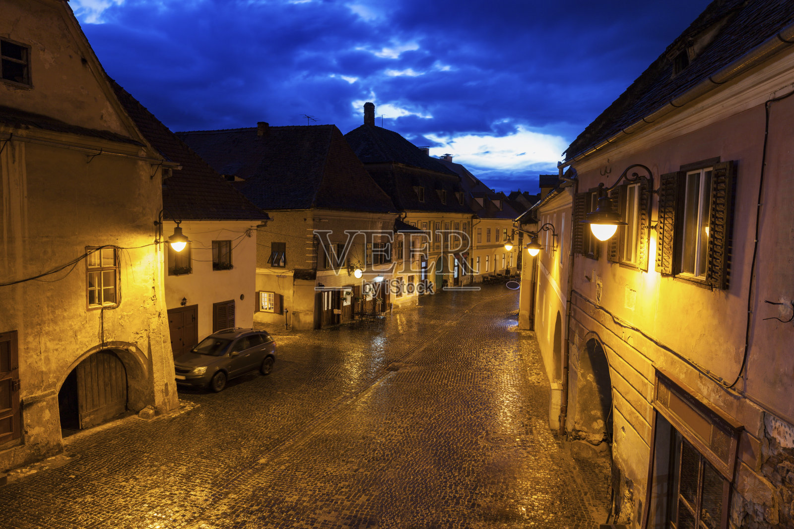 锡比乌老城区照片摄影图片