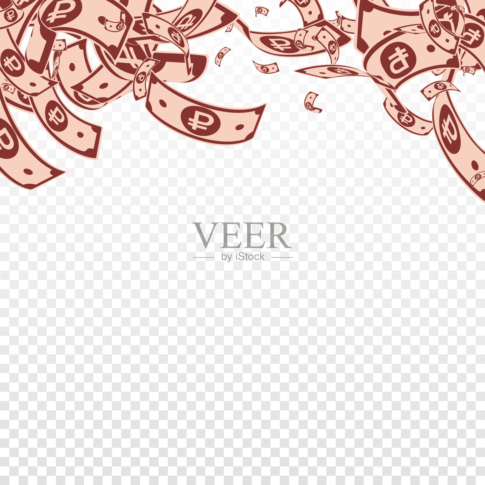 俄罗斯卢布贬值。凌乱的摩擦账单插画图片素材