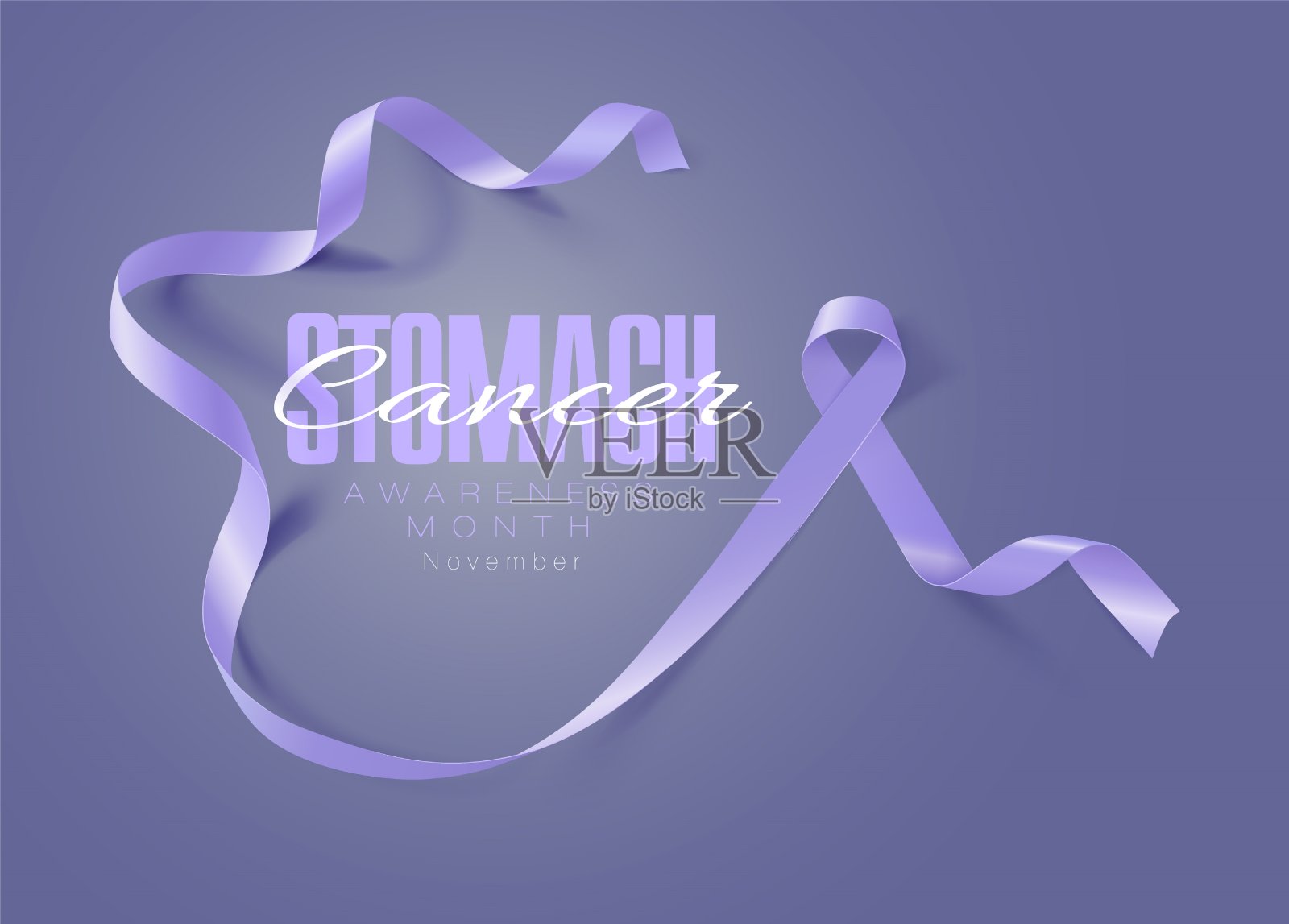希望。胃癌意识书法海报设计。现实的玉黍螺带。十一月是癌症宣传月。向量插画图片素材