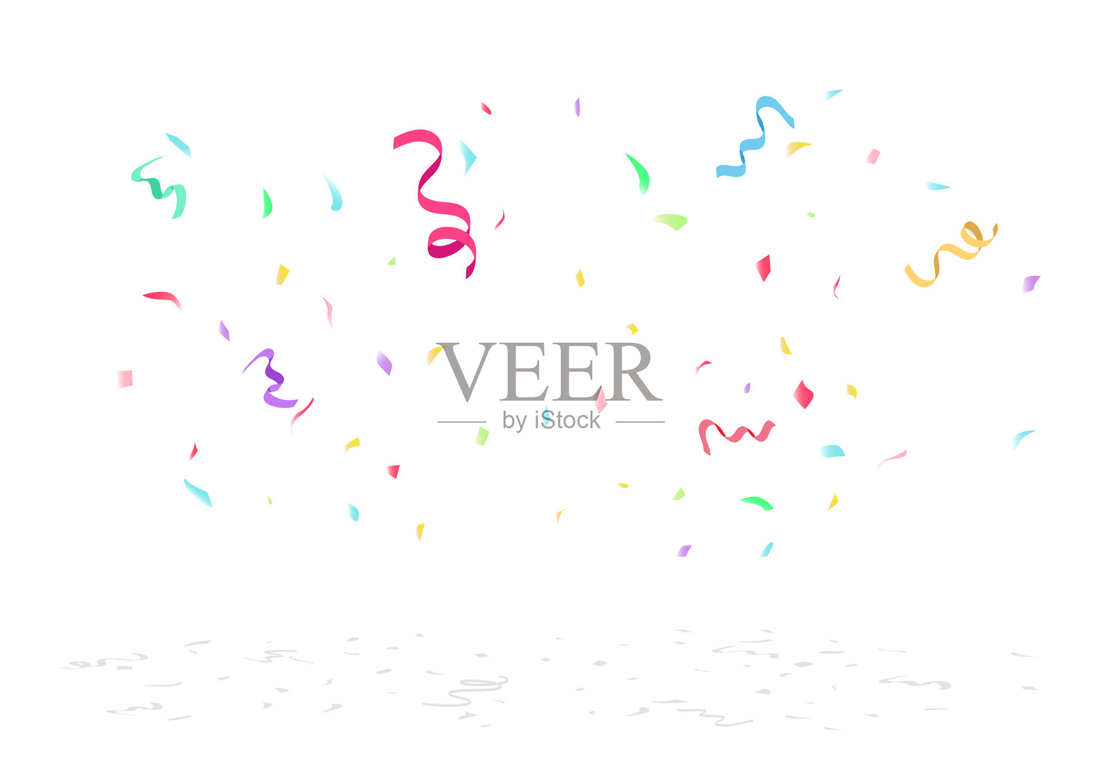 五彩纸屑爆炸，彩带和纸散落在地板上，节日庆祝装饰背景矢量插画图片素材