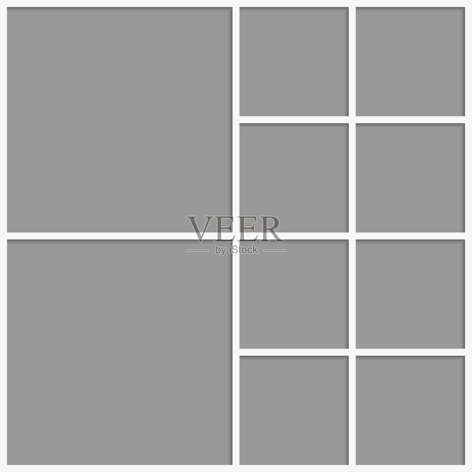 拼贴十个相框，照片，部分或图片。插画图片素材