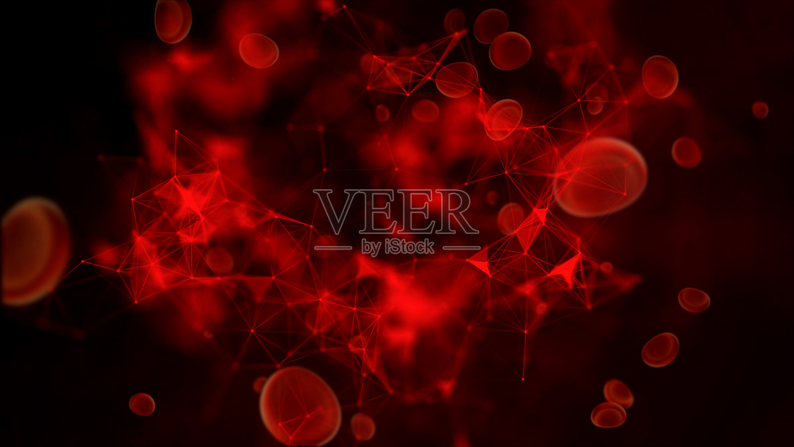 人体健康科学细菌、病毒和红血球感染人体静脉的血细胞。生物病毒感染血细胞和免疫概念三维渲染照片摄影图片