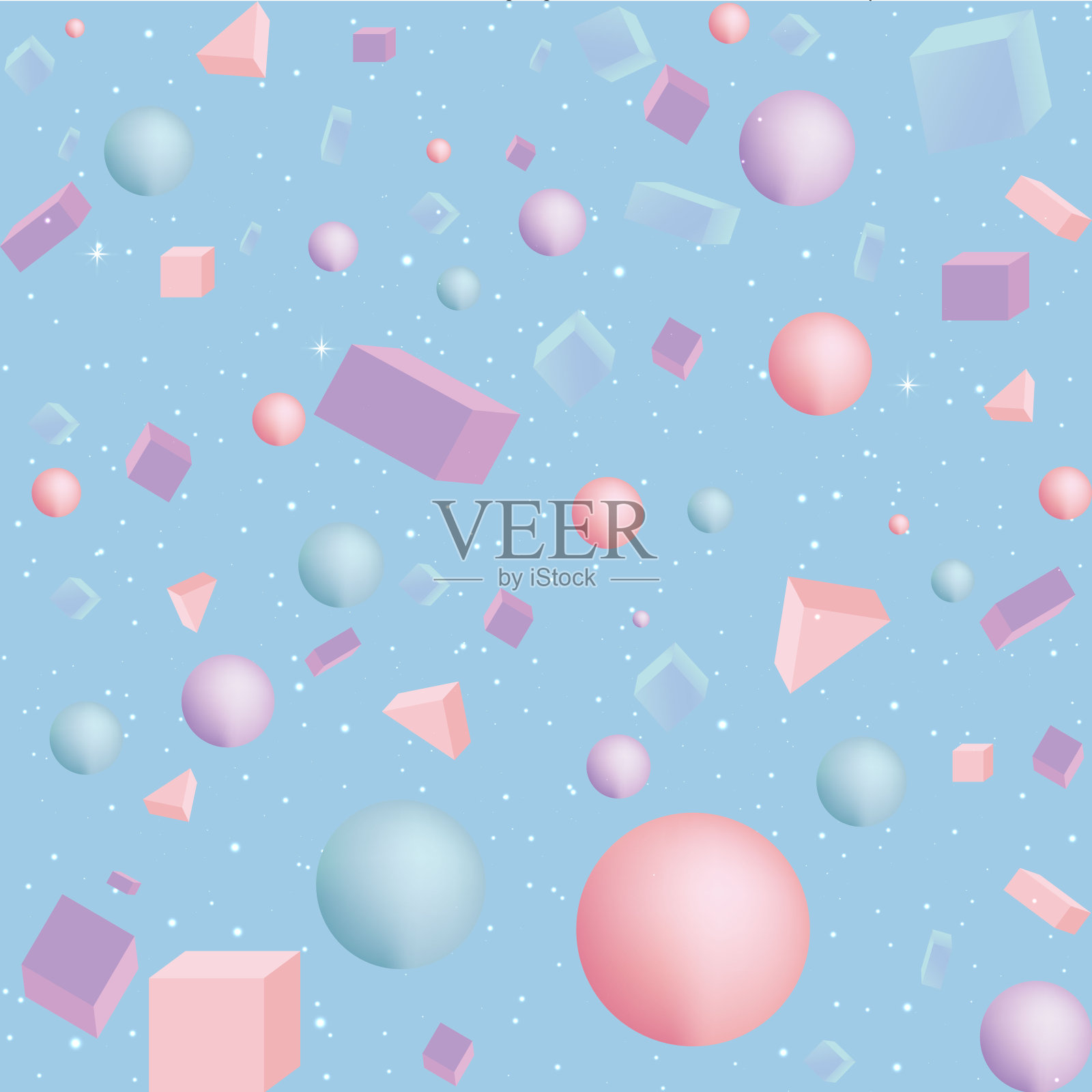 3D逼真矢量图案与简单几何图形插画图片素材