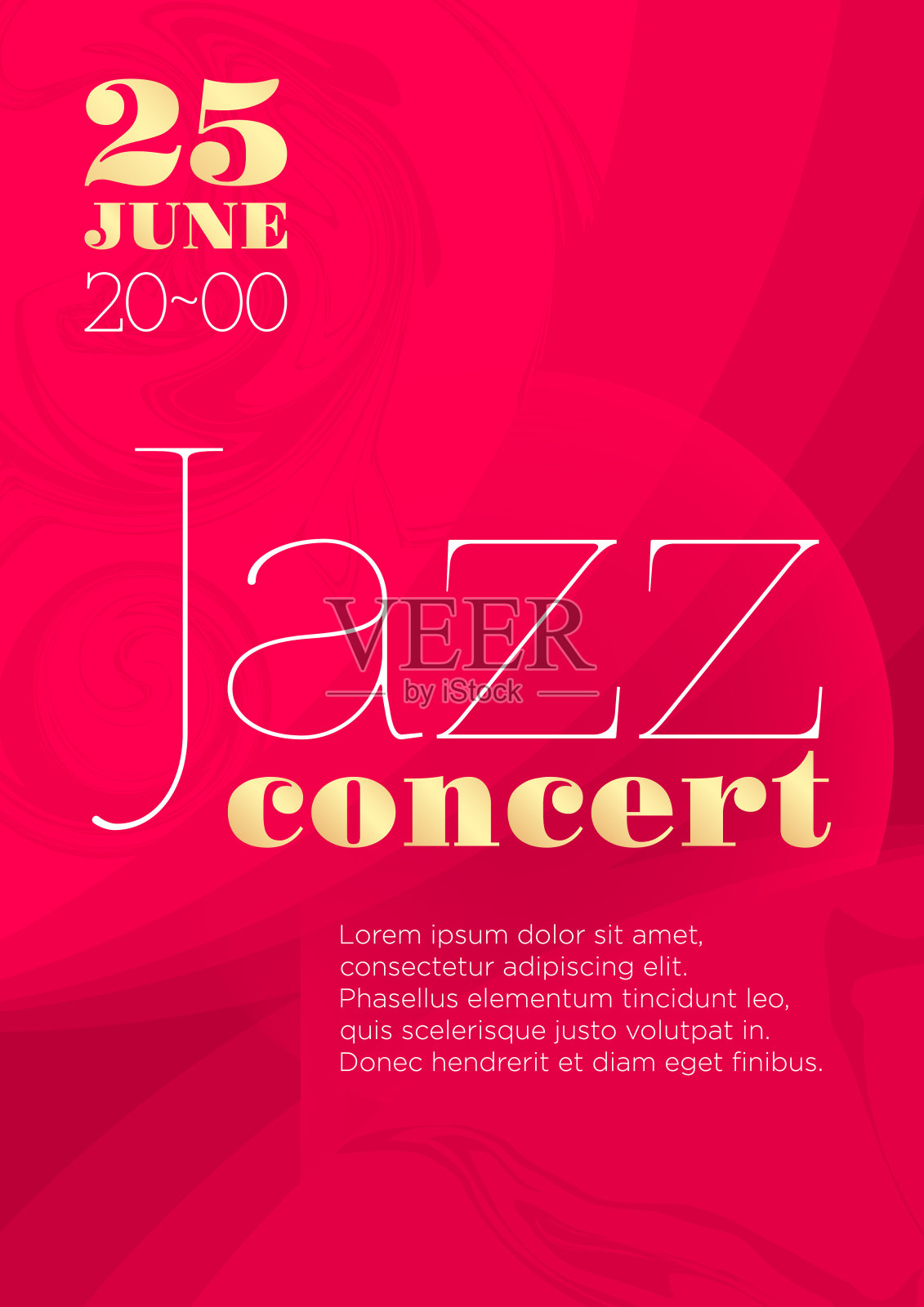 垂直爵士音乐背景与图形元素和文本。设计模板素材