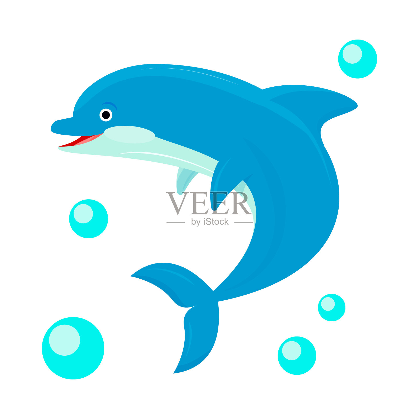 矢量插图的一个有趣的海豚在白色的背景设计元素图片