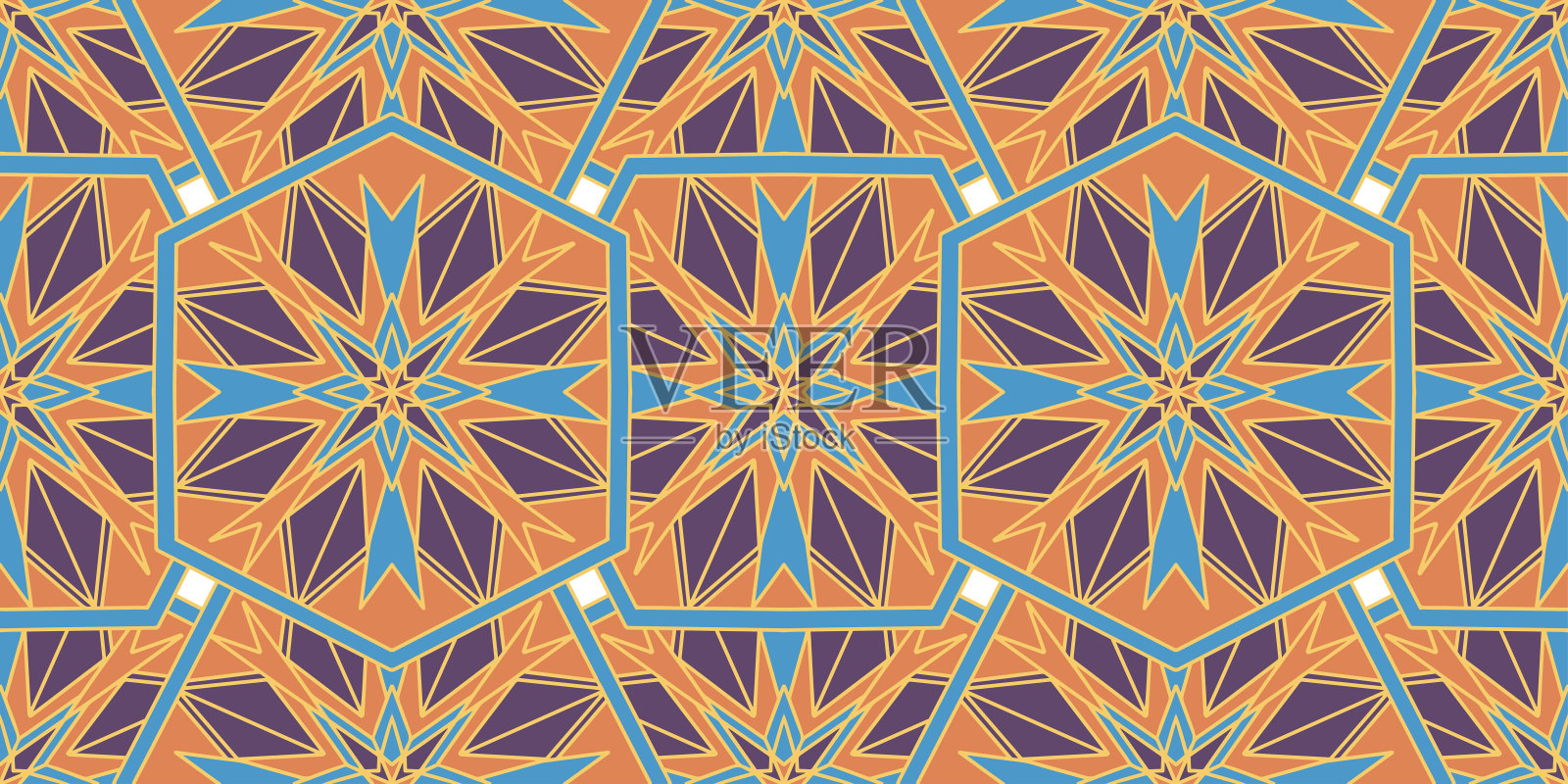 无缝图案马赛克东方。传统的古董装饰摩洛哥和阿拉伯。几何东方民族瓷砖。插画图片素材