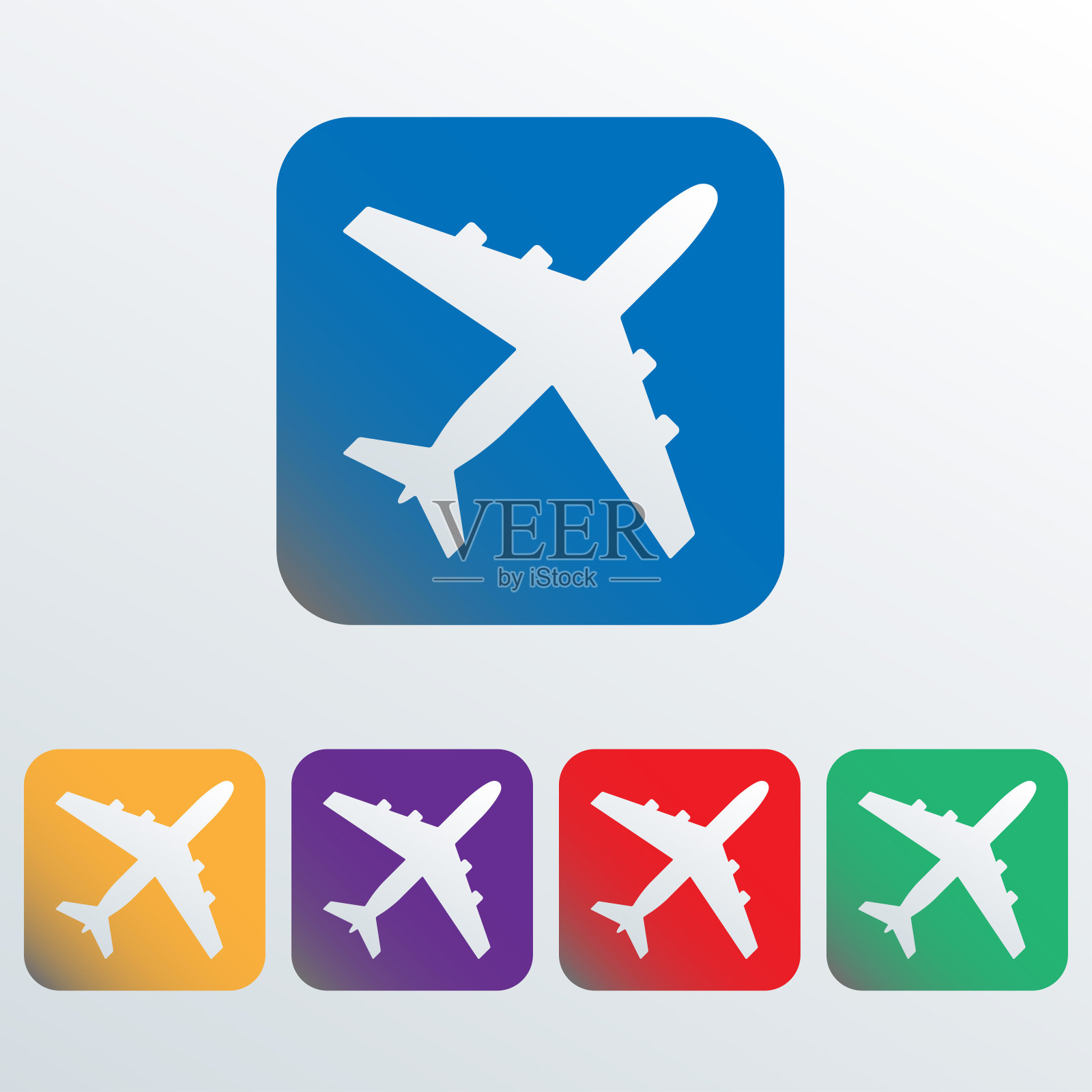 飞机或飞机平面图标。五彩缤纷的矢量插图。图标素材